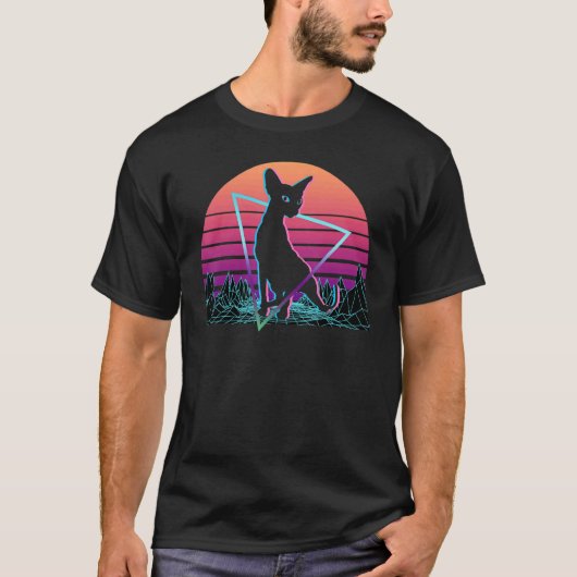 T-shirt Chat Sphynx Rétro (Devant)