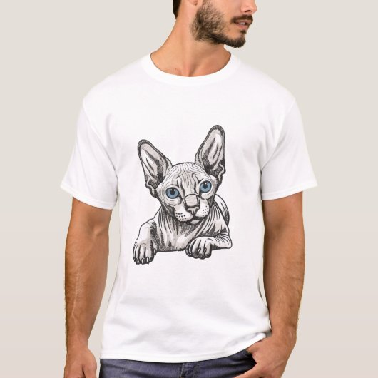 T-shirt Chat Sphynx sans poils (Devant)
