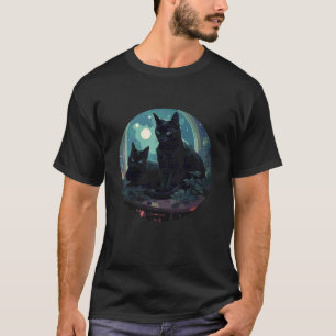 T-shirt Chat spirituel sorcière gothique noir