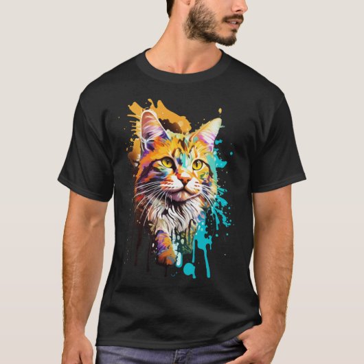 T-shirt Chat Splash Maine Coon (Devant)