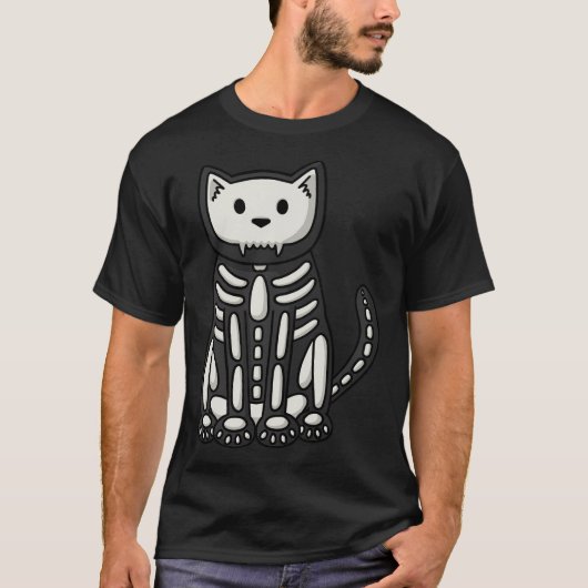 T-shirt Chat squelette d'Halloween (Devant)
