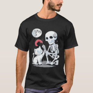 T-shirt Chat squelette Halloween drôle mignon épouvantable