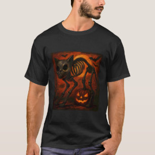 T-shirt Chat squelette Halloween effrayant