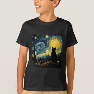 T-shirt Chat Starry Nuit Van Gogh Chat pour Amoureux des c