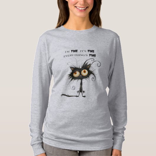 T-shirt Chat Stressé Je vais Bien Tout va Bien (Devant)