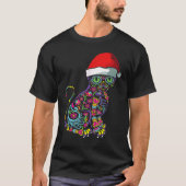 T-shirt Chat Sugar Crâne Santa Chapeau Noël Animal de comp (Devant)