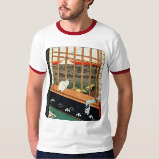 T-shirt Chat sur fenêtre par Hiroshige 歌 川 広 重