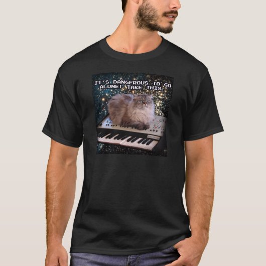 T-shirt Chat Sur Un Clavier Dans L'Espace (Devant)