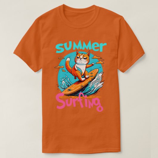 T-shirt Chat Surf Drôle (Design devant)