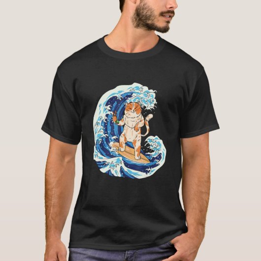 T-shirt Chat Surfant Et Mangeant Sushi Chat (Devant)