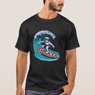 T-shirt Chat surfant sur une pizza Graphique drôle pour ch