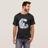 T-shirt Chat Surfer océan vague Kitty Retro Anime Japon T (Devant entier)