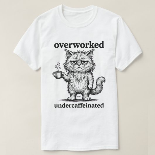 T-shirt Chat Surmené Drôle (Design devant)