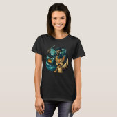T-shirt Chat surpris et effrayé selfie avec squelette pira (Devant entier)