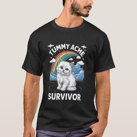 T-shirt Chat survivant de mal de ventre (Devant)