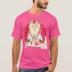 T-shirt Chat Sushi Japonais Fleur de Cerisier Perse Vint d