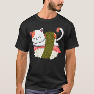 T-shirt Chat Sushi Kitty Chaton Nourriture Japonaise Sashi
