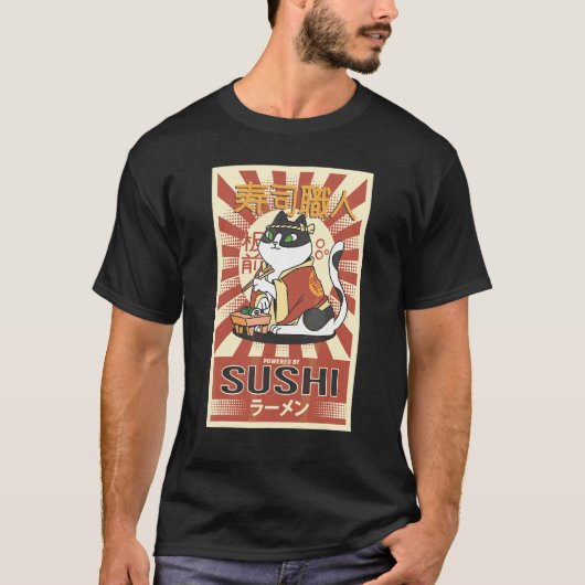 T-shirt Chat Sushi Neko Coupé (Devant)