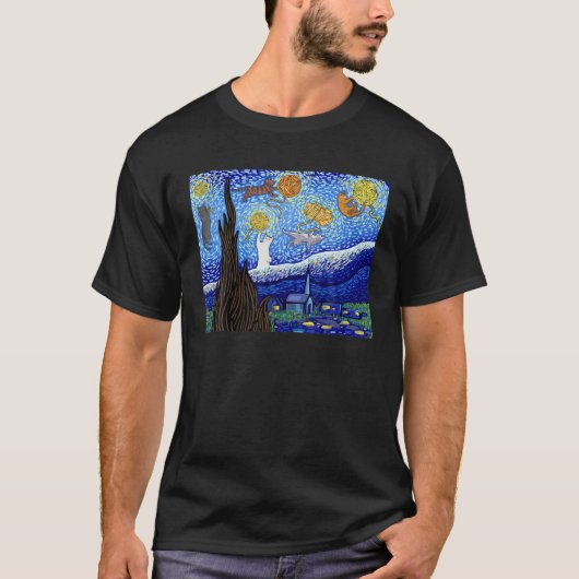 T-shirt Chat T, Chat de nuit étoilé, Chat pour femmes, Cha (Devant)