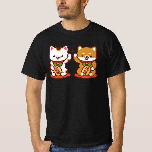 T-shirt Chat-T-Shirt amusant - Maneki-neko High Five (Devant)