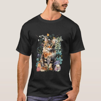 T-shirt Chat tabby Cottagecore Halloween Summerween aquare