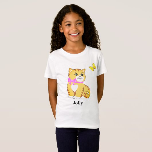 T-shirt chat tabby mignon papillon (Devant entier)