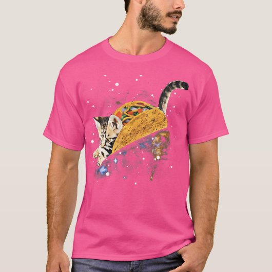 T-shirt Chat Taco Chat Taco Dans L'espace Drôle (Devant)