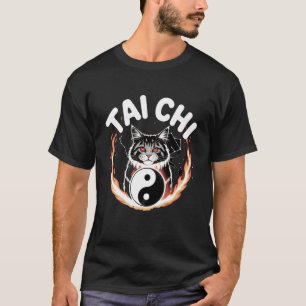 T-shirt Chat Tai Chi Yin Yang Fleur de Vie Arts Martiaux K