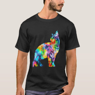 T-shirt Chat Teinture Tie Coloré Félin Joli