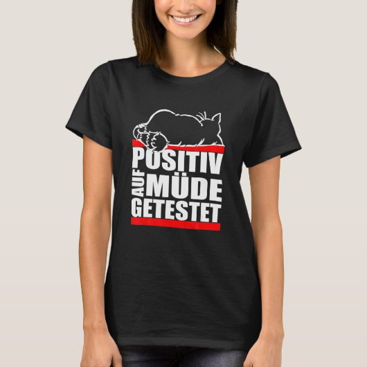 T-shirt Chat testé positif pour sommeil ired (Devant)