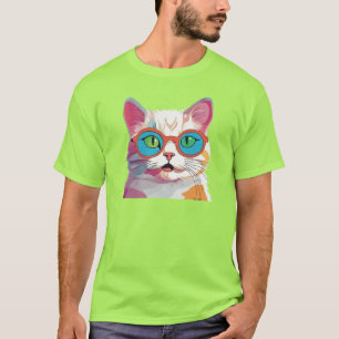 T-shirt Chat Tête Portant des lunettes Clipart-78199