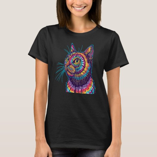 T-shirt Chat Tie Dye (Devant)