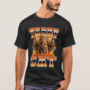 T-shirt Chat Tigre Chat Orange Flammes Style Bootleg 90s