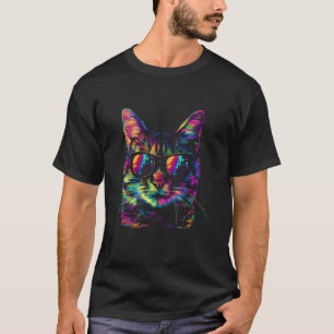 T-shirt Chat Tigre Chat Orange Lunettes de soleil Popart
