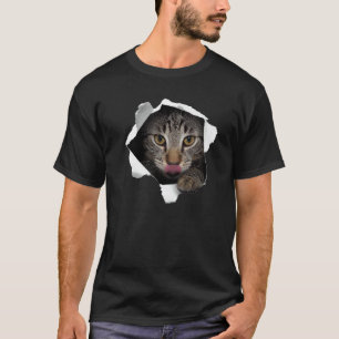 T-shirt Chat tigré époustouflant déchiré tissu Chat  Chat 