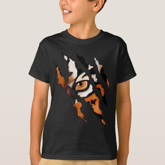 T-shirt Chat Tigre Intrépide Oeil Griffe Silhouette (Devant)