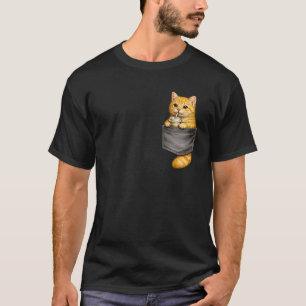 T-shirt Chat tigré mignon poche drôle chat sarcasique poch