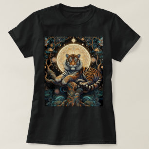T-shirt Chat Tigre Mystique de la Jungle Noir