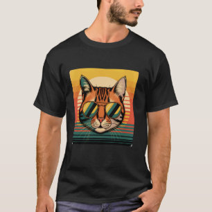 T-shirt Chat tigré orange amical portant des lunettes de s