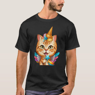 T-shirt Chat Tigre Orange Crème Glacée Licorne