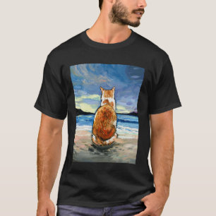 T-shirt Chat tigré orange et blanc Art Memorial de plage p