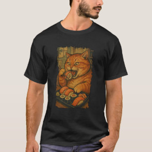 T-shirt Chat Tigre Orange Mange Sushi Japonais Vintage