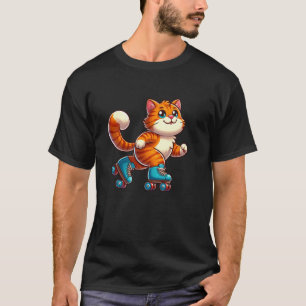T-shirt Chat Tigre Orange Patin à Roulon Animal Domestique