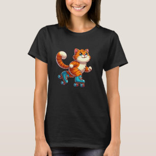 T-shirt Chat Tigre Orange Patin à Roulottes Animal Domesti