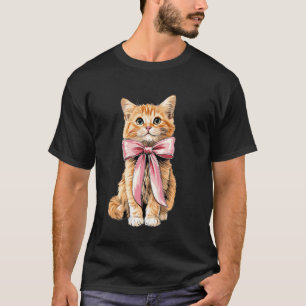 T-shirt Chat tigré orange ruban rose mignon coquette