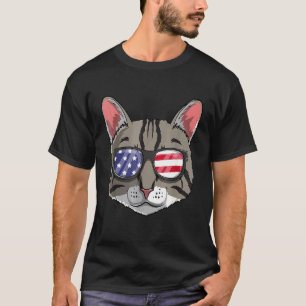 T-shirt Chat Tigre Patriote États-Unis 4 Juillet Américain