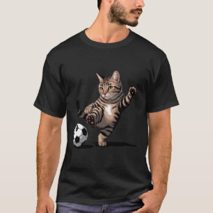 T-shirt Chat tigré rayé donnant des coups de pied au footb