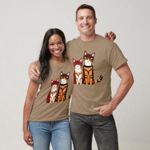 T-shirt Chat tigre rayé et chaton gingembre
