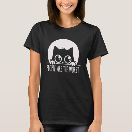 T-shirt Chat Timide Pense Que Les Gens Sont Pires (Devant)