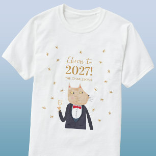 T-shirt Chat Toast à la Nouvelle Année 2027 Personnalisé